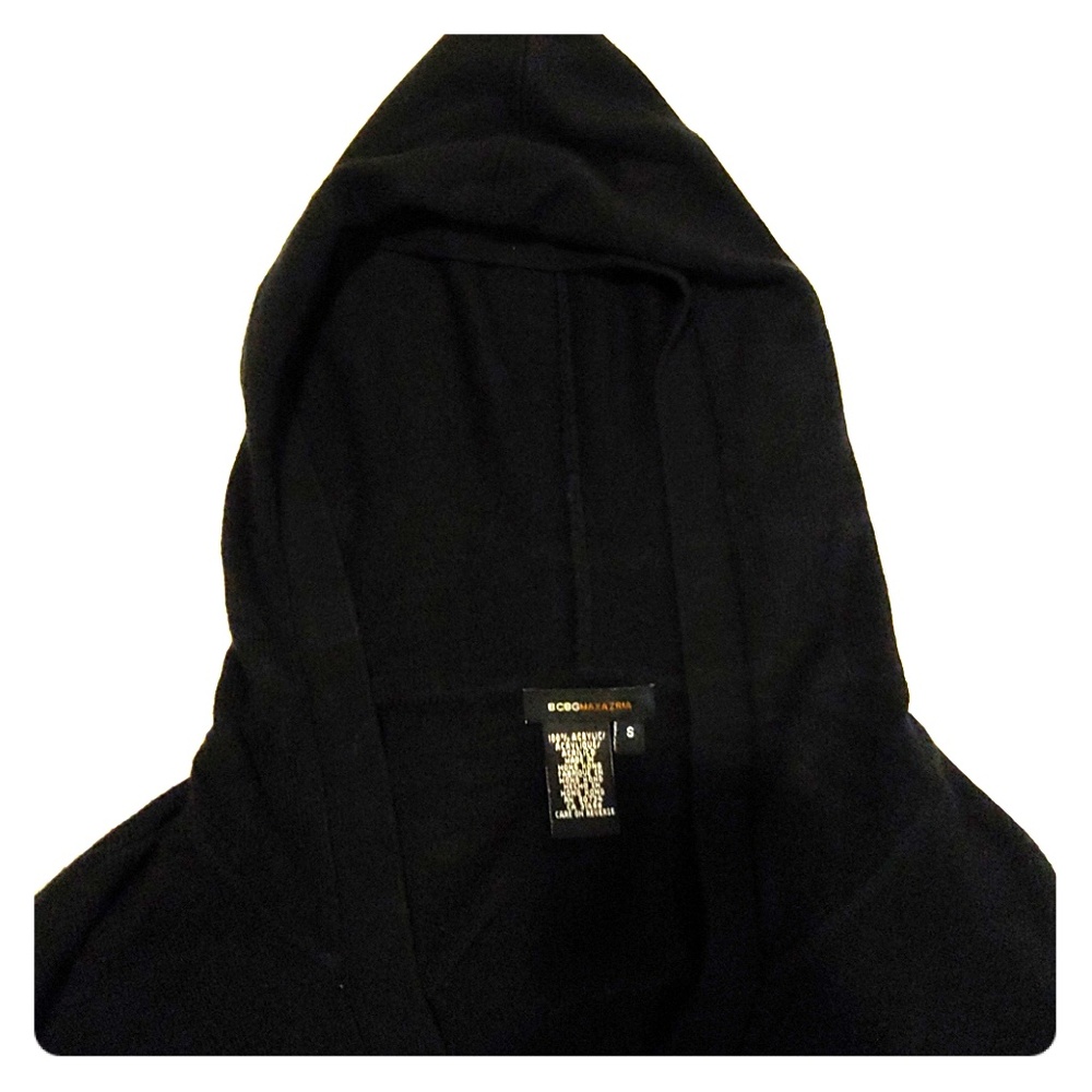 BCBG Maxazria hooded long black sweater sz S